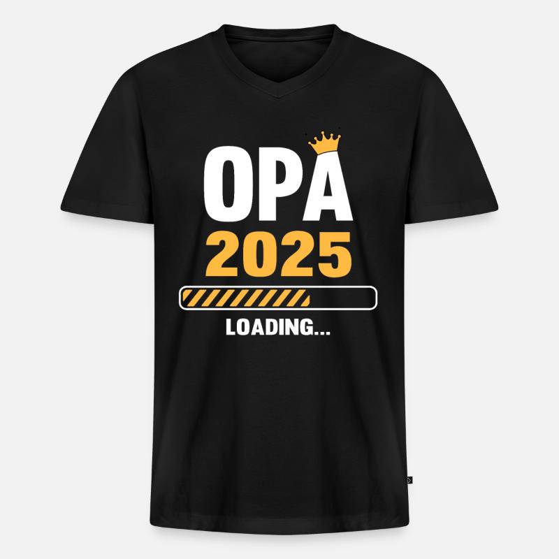 Opa 2025 Loading - Männer Premium Bio T-Shirt mit V-Ausschnitt - Schwarz