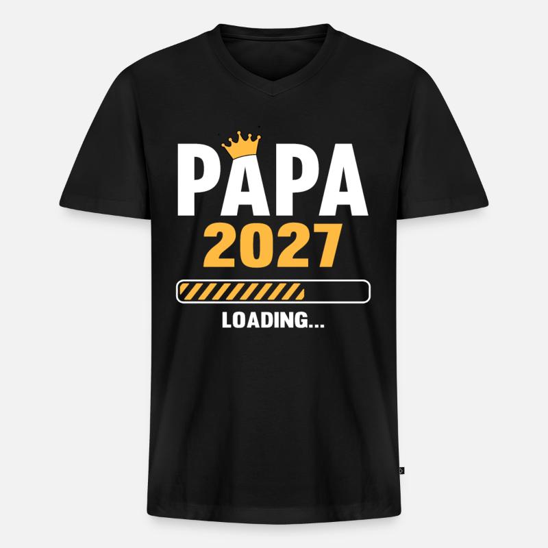 Papa 2027 Loading - Männer Premium Bio T-Shirt mit V-Ausschnitt - Schwarz