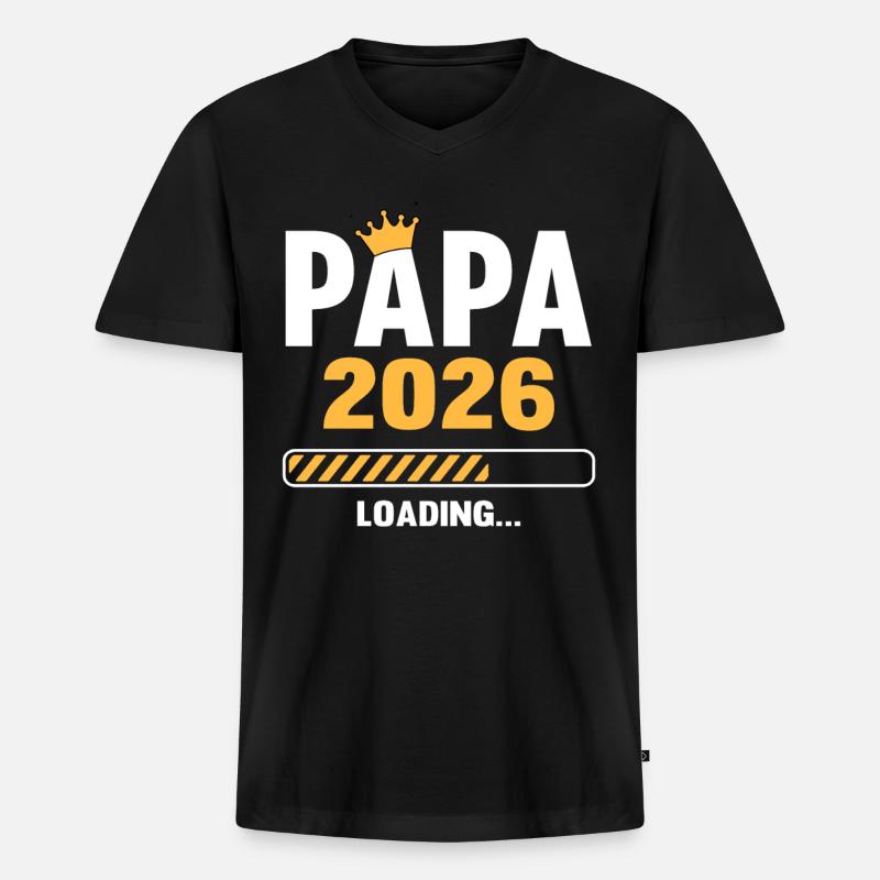 Papa 2026 Loading - Männer Premium Bio T-Shirt mit V-Ausschnitt - Schwarz