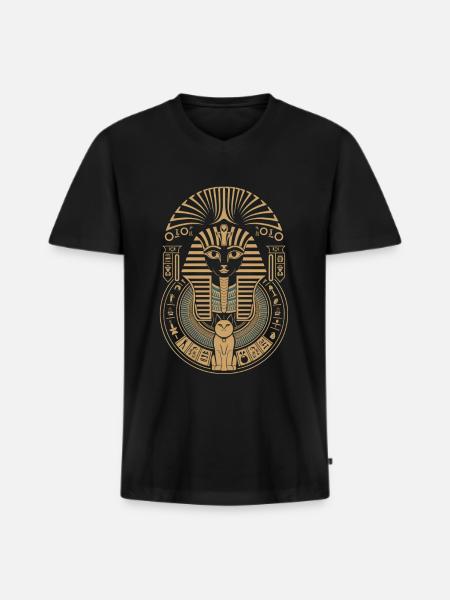egyptian pharaoh - Men's Premium Organic T-shirt with V-neck - black