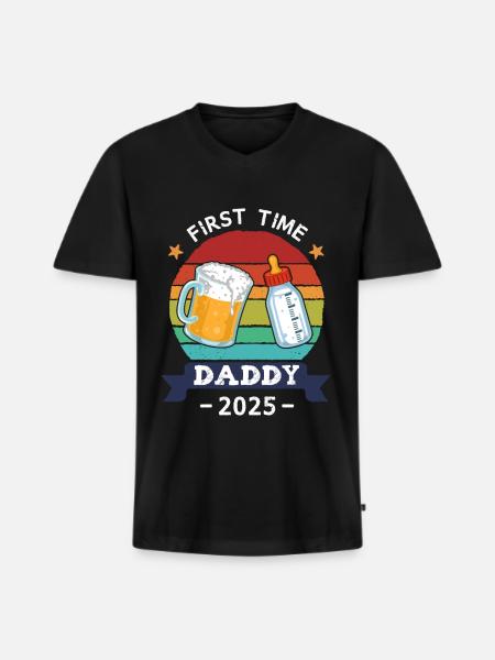 First Time Daddy 2025 - Men's Premium Organic T-shirt with V-neck - black