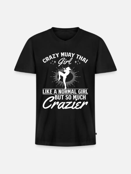 Crazy Muay Thai pige Muay Thai Pige Thai Boksning - Premium økologisk T-shirt med V-hals til mænd - sort