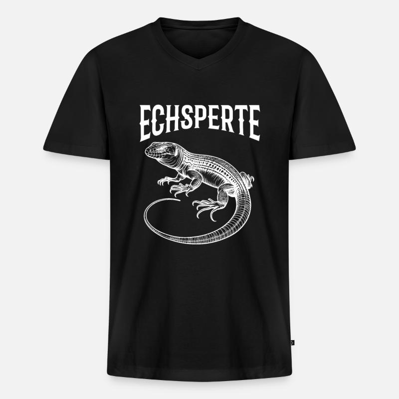 Echsperte Leguan - Männer Premium Bio T-Shirt mit V-Ausschnitt - Schwarz