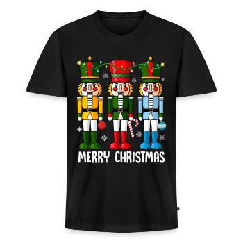 Merry Christmas - Männer Premium Bio T-Shirt mit V-Ausschnitt - Schwarz - Vorne - Nico (187cm)