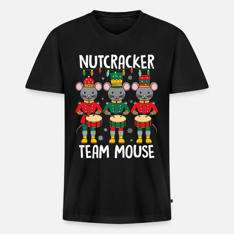 Nutcracker Team Mouse - Männer Premium Bio T-Shirt mit V-Ausschnitt - Schwarz