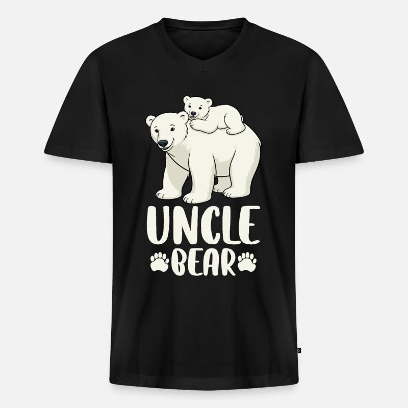 Uncle Bear - Männer Premium Bio T-Shirt mit V-Ausschnitt - Schwarz