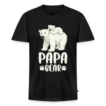Papa Bear - Männer Premium Bio T-Shirt mit V-Ausschnitt - Schwarz - Vorne - Nico (187cm)
