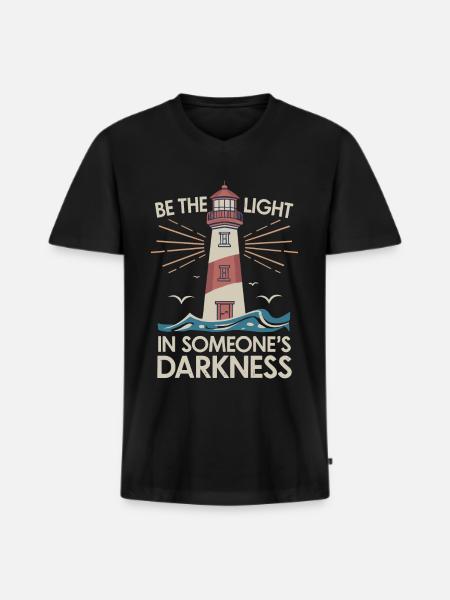 Lighthouse Motivational Saying - Positive Thinking - Men's Premium Organic T-shirt with V-neck - black