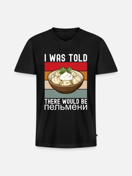 Pelmeni Cuisine russe - T-shirt encolure en V Premium bio Homme - noir