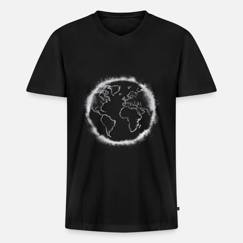Erde die Welt - Männer Premium Bio T-Shirt mit V-Ausschnitt - Schwarz