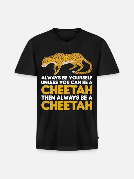 Leopard Portrait Tier - Männer Premium Bio T-Shirt mit V-Ausschnitt - Schwarz