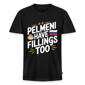 Pelmeni Russische Küche - Männer Premium Bio T-Shirt mit V-Ausschnitt - Schwarz - Vorne - Nico (187cm)