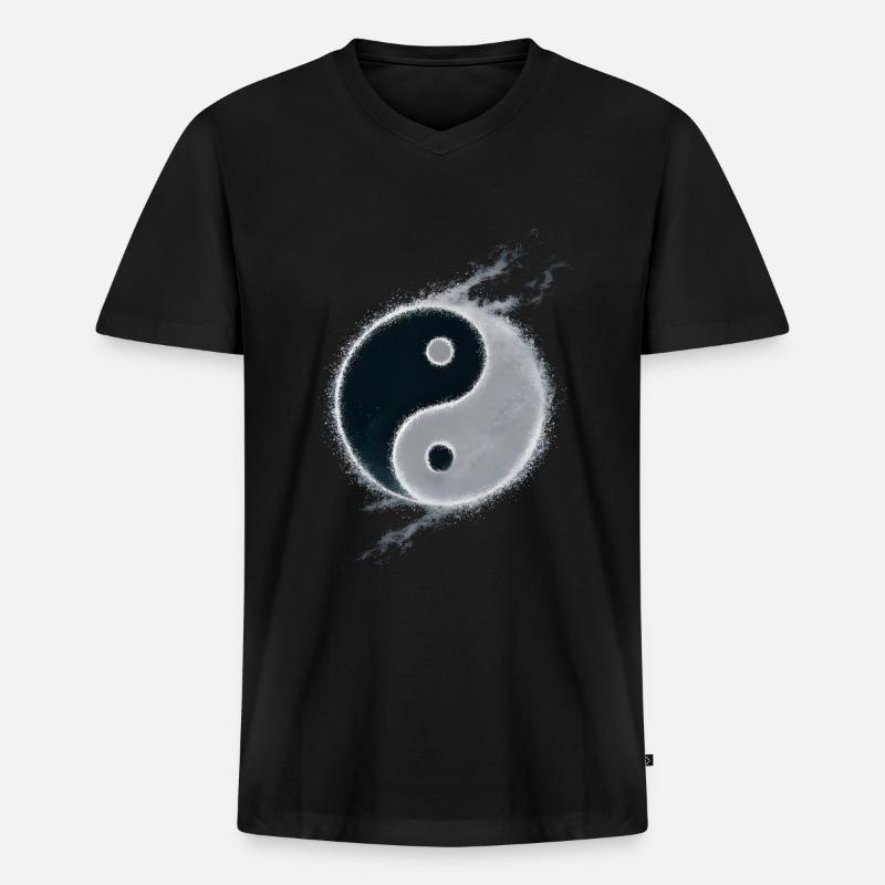 Yin Yang - Männer Premium Bio T-Shirt mit V-Ausschnitt - Schwarz
