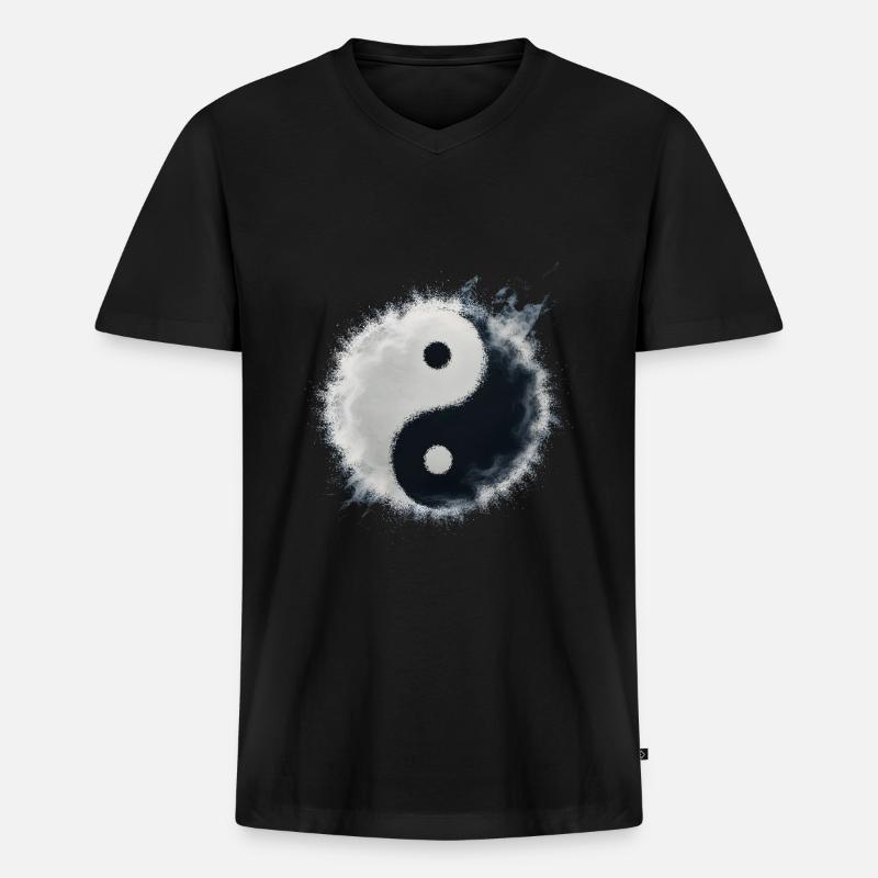 Yin Yang - Männer Premium Bio T-Shirt mit V-Ausschnitt - Schwarz