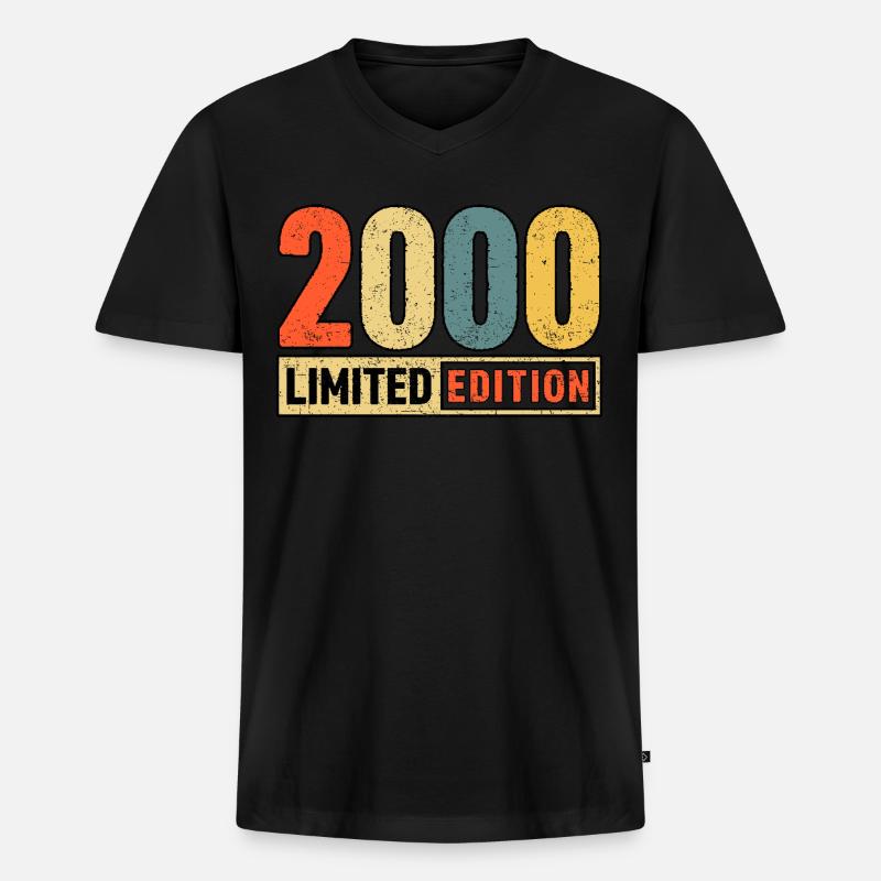 Limited Edition 2000 - Männer Premium Bio T-Shirt mit V-Ausschnitt - Schwarz