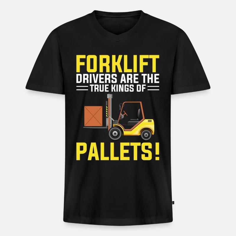 Staplerfahrer Gabelstapler Lagerarbeiter Logistik - Männer Premium Bio T-Shirt mit V-Ausschnitt - Schwarz
