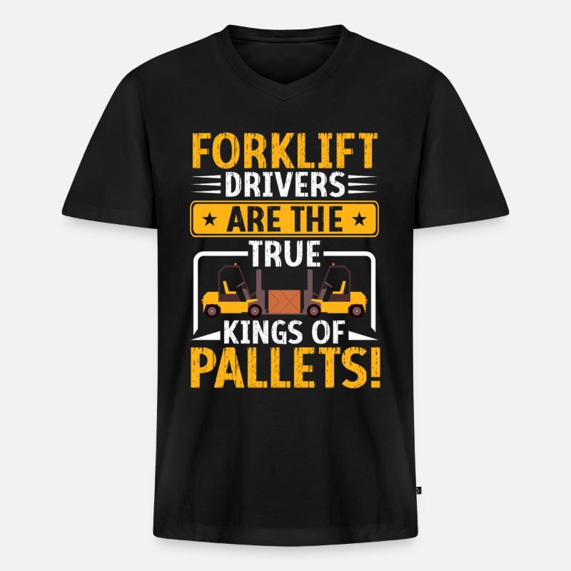 Staplerfahrer Gabelstapler Lagerarbeiter Logistik - Männer Premium Bio T-Shirt mit V-Ausschnitt - Schwarz