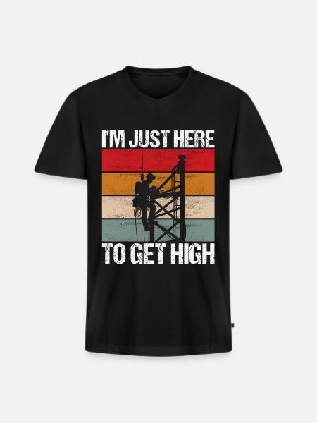 Industriekletterer Tower Climber Industrieklettern - Männer Premium Bio T-Shirt mit V-Ausschnitt - Schwarz