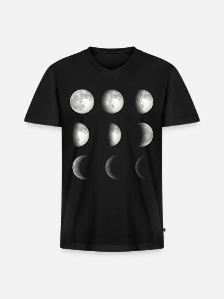Mondphasen Weltraum - Männer Premium Bio T-Shirt mit V-Ausschnitt - Schwarz