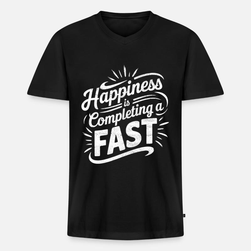 Intervallfasten Intermittierendes Fasten - Männer Premium Bio T-Shirt mit V-Ausschnitt - Schwarz