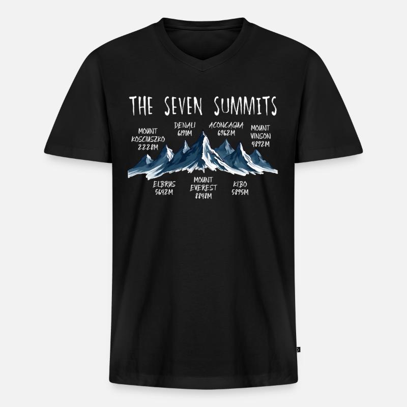 Sept sommets Kosciuszko - T-shirt encolure en V Premium bio Homme - noir