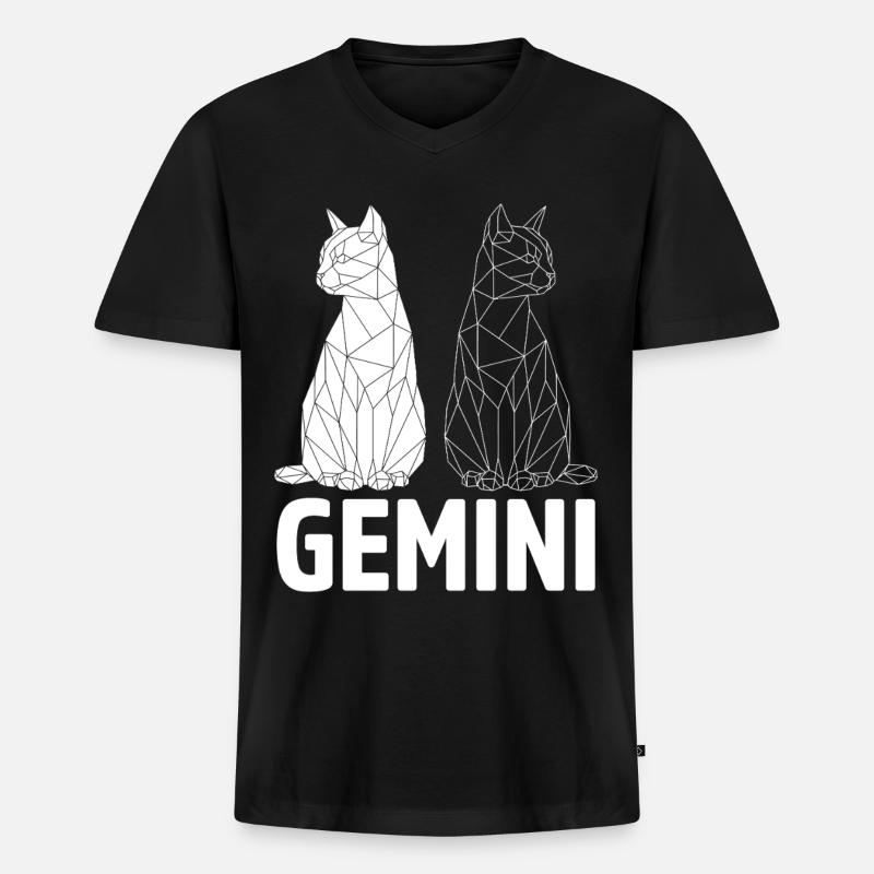 Gémeaux - T-shirt encolure en V Premium bio Homme - noir