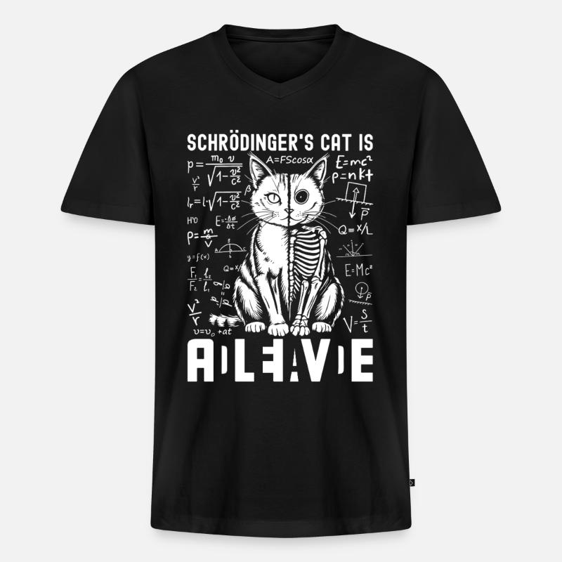 Schrödinger's Cat Dead and Alive - Men's Premium Organic T-shirt with V-neck - black