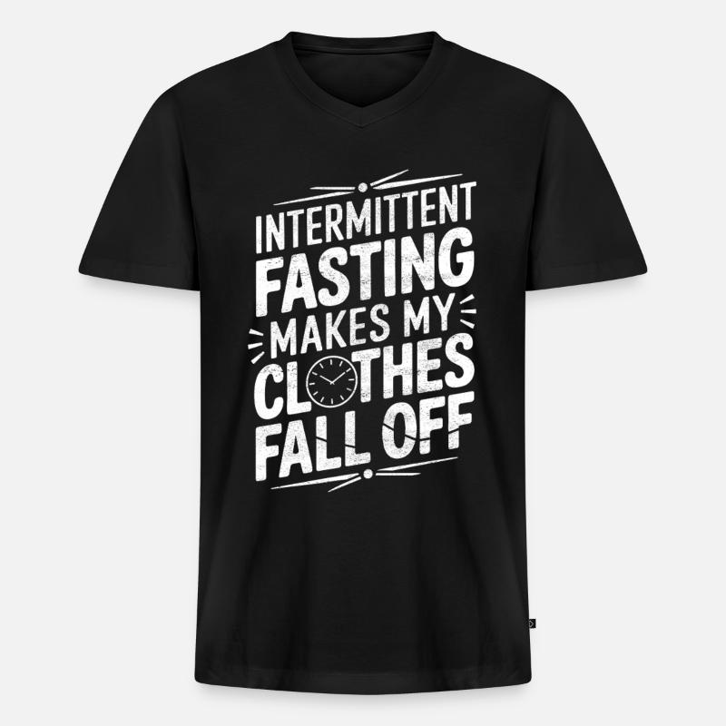 Jeûne intermittent Jeûne intermittent - T-shirt encolure en V Premium bio Homme - noir