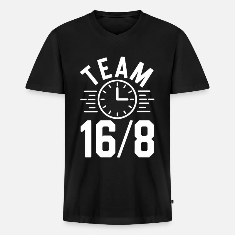 Intervallfasten Intermittierendes Fasten - Männer Premium Bio T-Shirt mit V-Ausschnitt - Schwarz