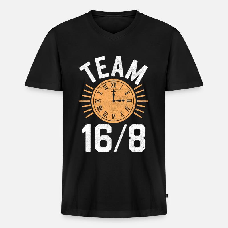 Intervallfasten Intermittierendes Fasten - Männer Premium Bio T-Shirt mit V-Ausschnitt - Schwarz