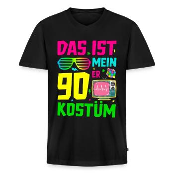 Das ist mein 90er Kostüm - Männer Premium Bio T-Shirt mit V-Ausschnitt - Schwarz - Vorne - Nico (187cm)