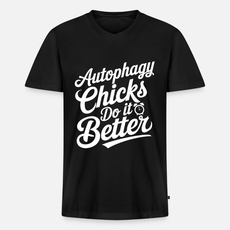 Intervallfasten Intermittierendes Fasten - Männer Premium Bio T-Shirt mit V-Ausschnitt - Schwarz
