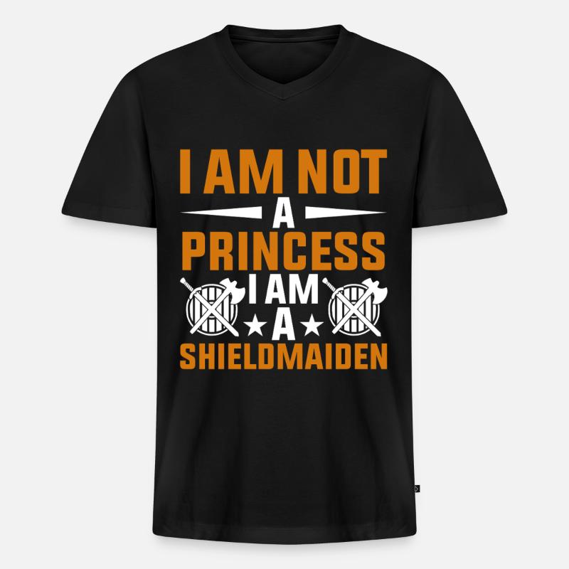 Shieldmaiden Lagertha Germanische Kriegerin - Männer Premium Bio T-Shirt mit V-Ausschnitt - Schwarz