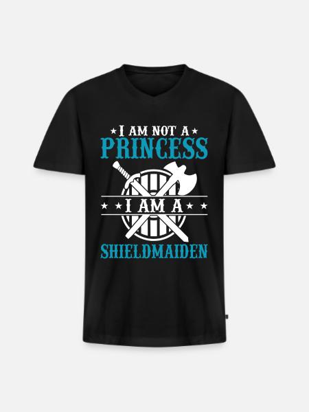 Shieldmaiden Lagertha Germanische Kriegerin - Männer Premium Bio T-Shirt mit V-Ausschnitt - Schwarz