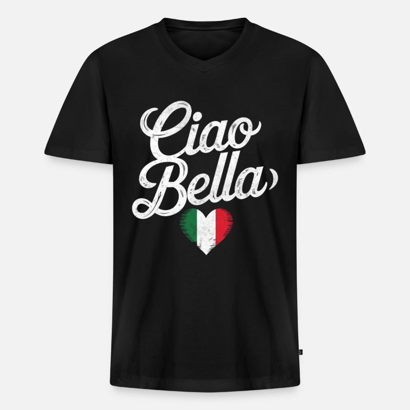 Ciao Bella - Männer Premium Bio T-Shirt mit V-Ausschnitt - Schwarz