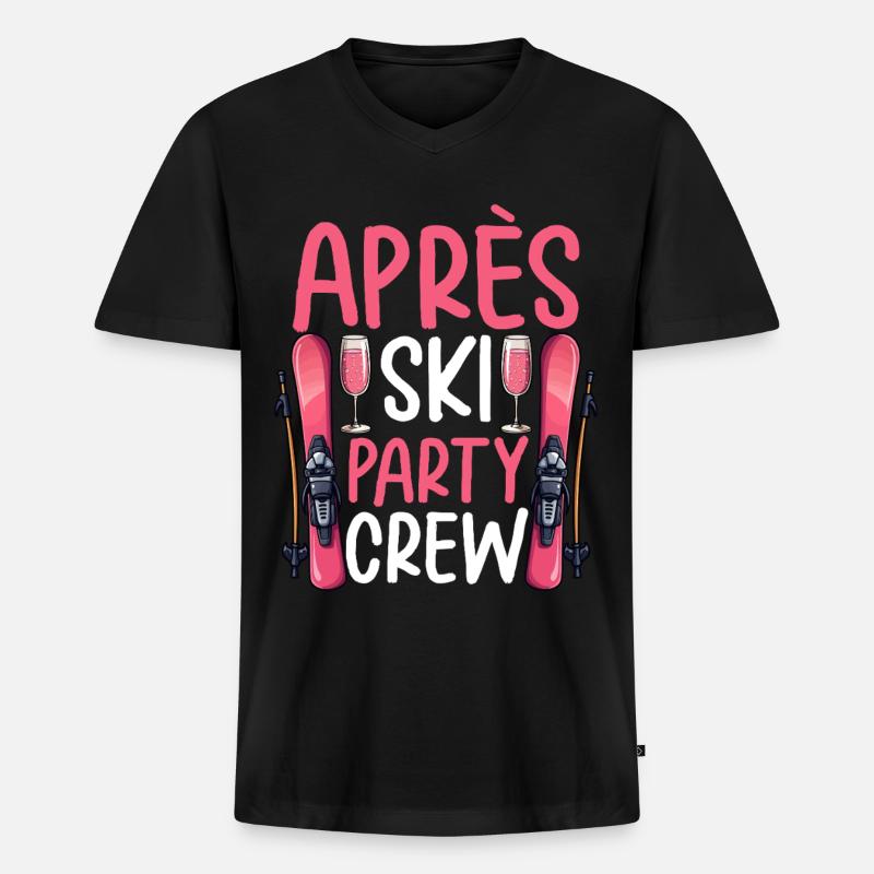Apres Ski Party Crew - Männer Premium Bio T-Shirt mit V-Ausschnitt - Schwarz
