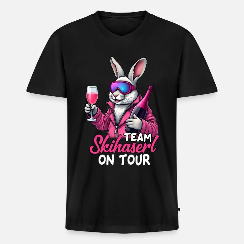 Team Ski Haserl On Tour - Männer Premium Bio T-Shirt mit V-Ausschnitt - Schwarz