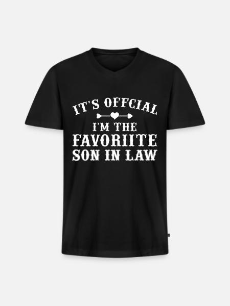 Fils préféré : père, mère, belle-mère - T-shirt encolure en V Premium bio Homme - noir