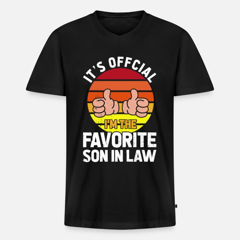Lieblingssohn Vater Mutter Schwiegermutter - Männer Premium Bio T-Shirt mit V-Ausschnitt - Schwarz