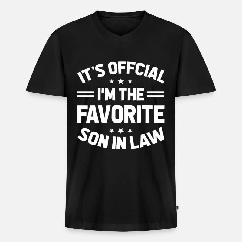 Lieblingssohn Vater Mutter Schwiegermutter - Männer Premium Bio T-Shirt mit V-Ausschnitt - Schwarz