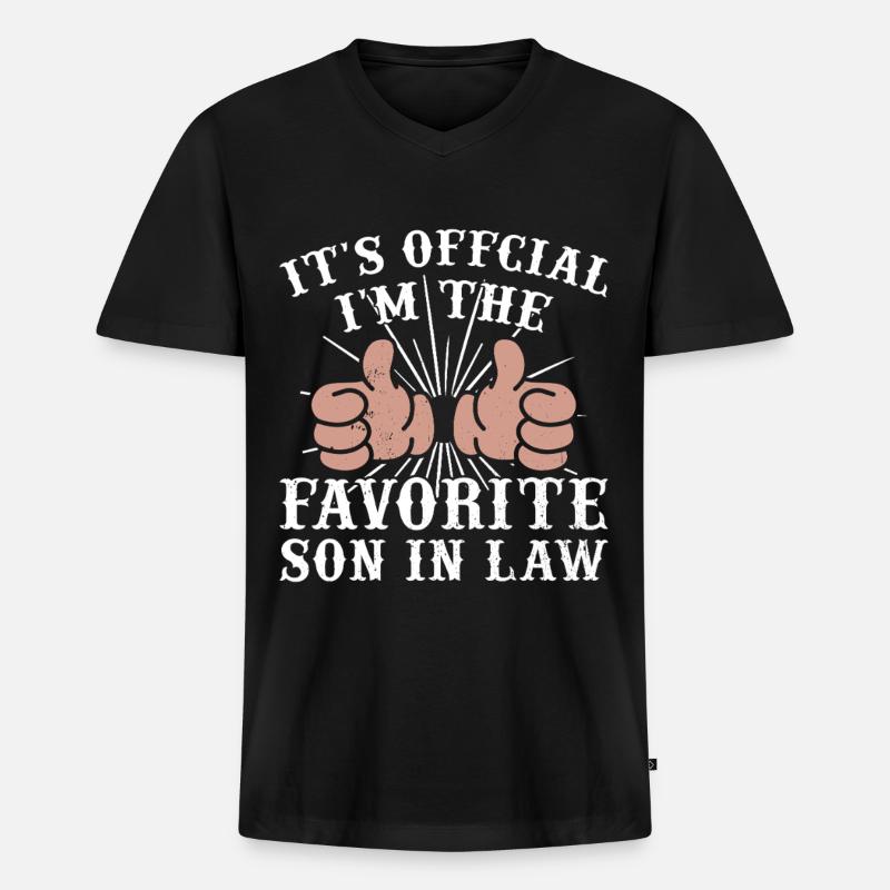 Lieblingssohn Vater Mutter Schwiegermutter - Männer Premium Bio T-Shirt mit V-Ausschnitt - Schwarz