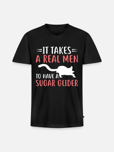 Sugar glider - Men's Premium Organic T-shirt with V-neck - black