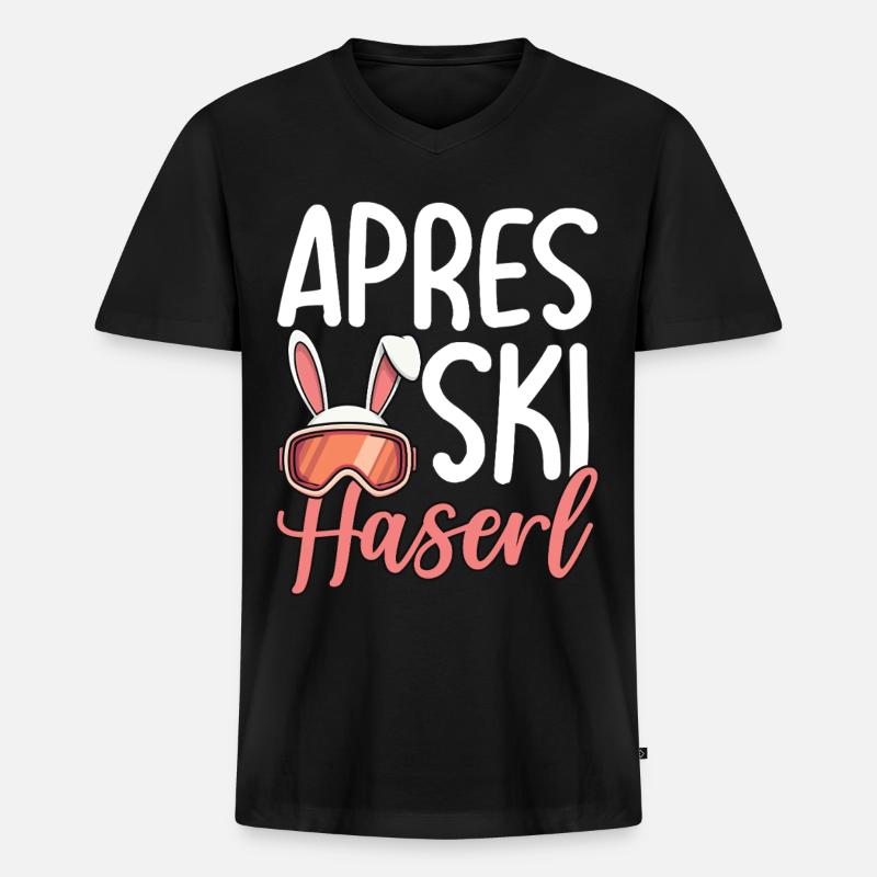 Apres Ski Haserl - Männer Premium Bio T-Shirt mit V-Ausschnitt - Schwarz