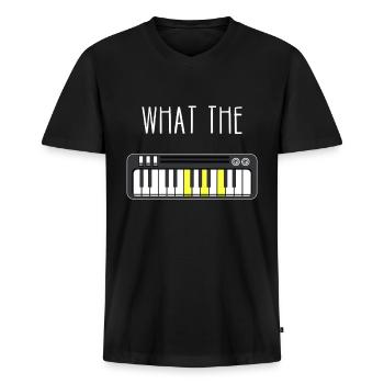 What the F? Musik Piano Klaviatur Akkord F-Dur - Männer Premium Bio T-Shirt mit V-Ausschnitt - Schwarz - Vorne - Nico (187cm)