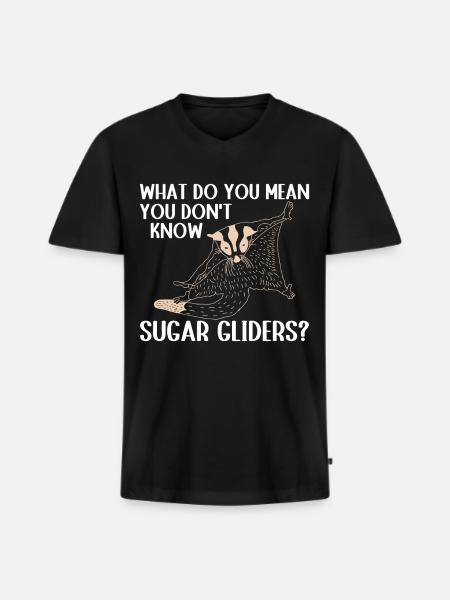 Sugar glider - Men's Premium Organic T-shirt with V-neck - black