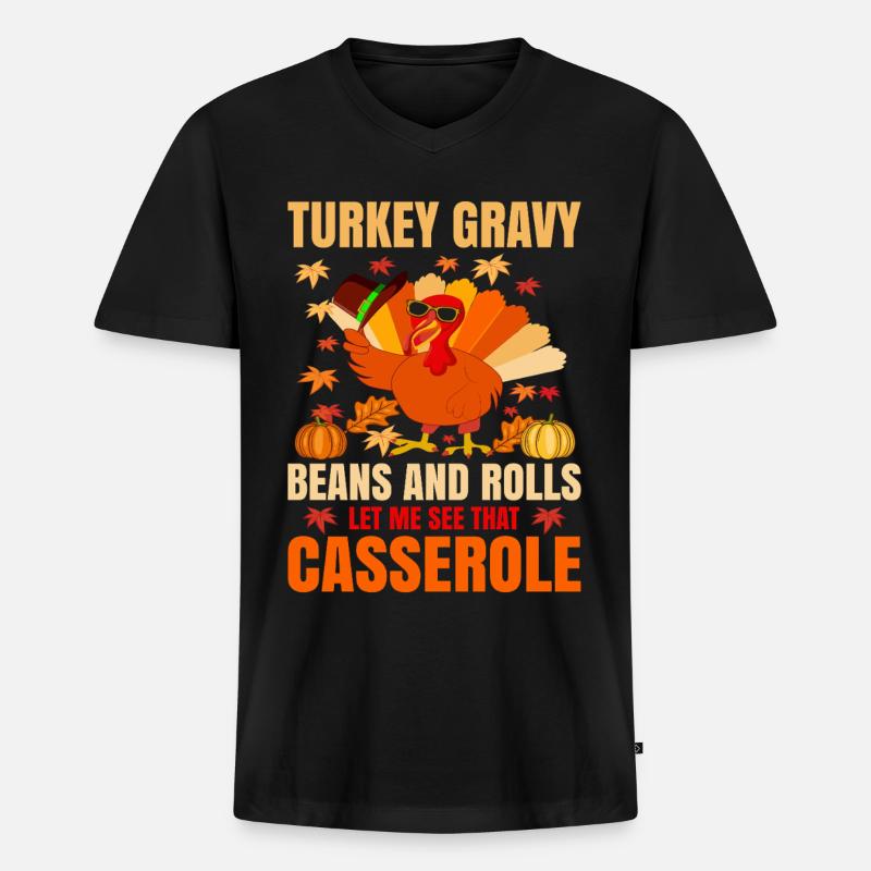 Trruthahn Thanksgiving Lustig Design - Männer Premium Bio T-Shirt mit V-Ausschnitt - Schwarz