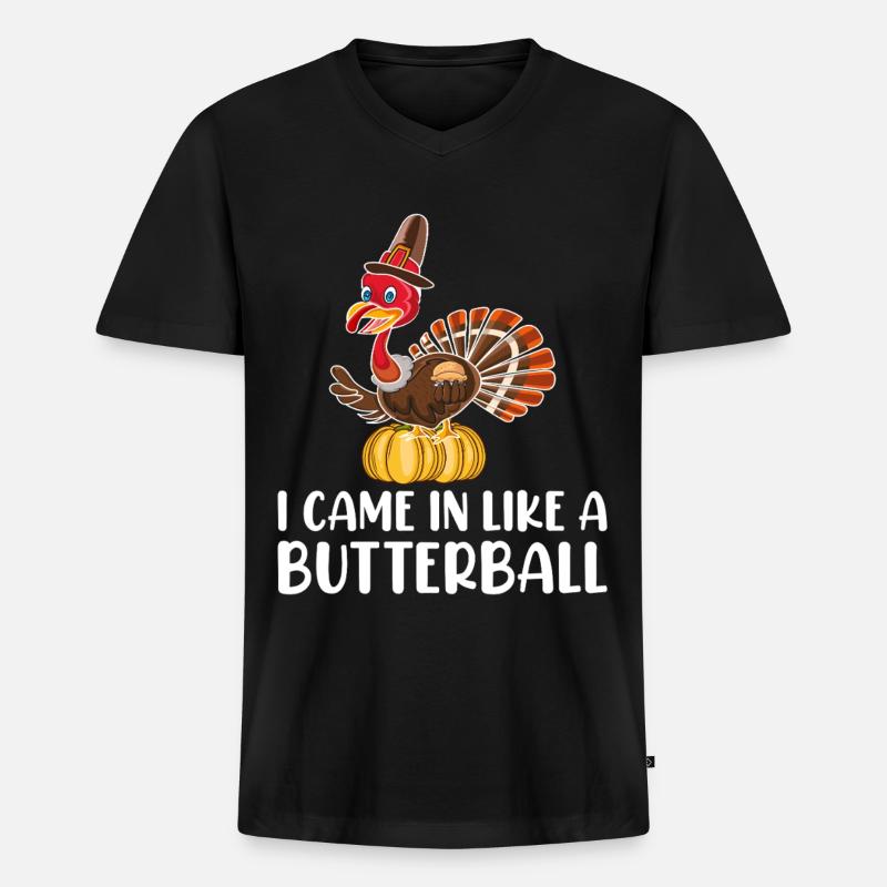 Trruthahn Thanksgiving Lustig Design - Männer Premium Bio T-Shirt mit V-Ausschnitt - Schwarz