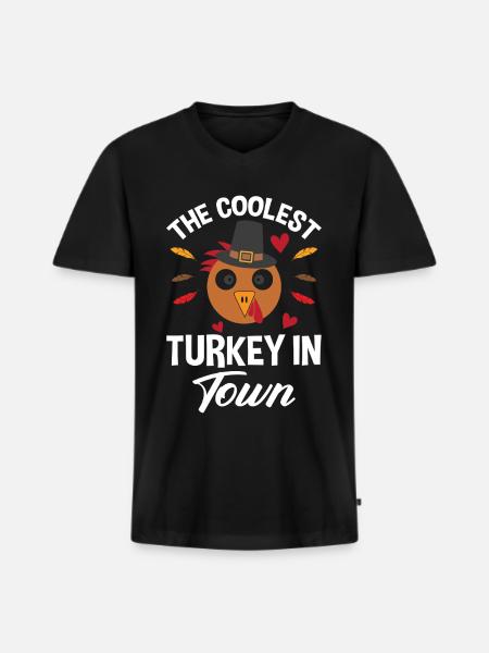 Trruthahn Thanksgiving Funny Design - Men's Premium Organic T-shirt with V-neck - black