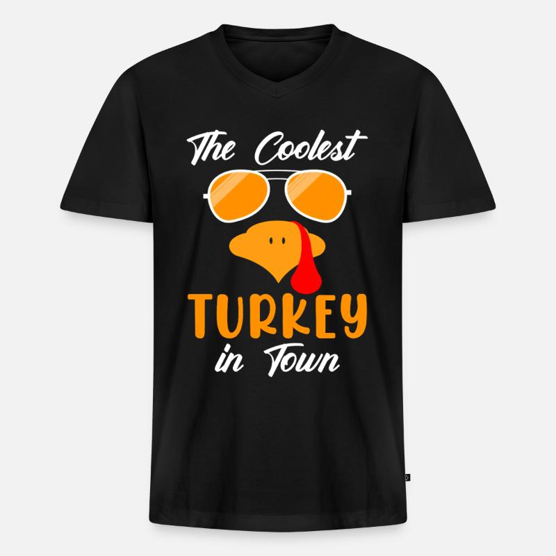 Trruthahn Thanksgiving Lustig Design - Männer Premium Bio T-Shirt mit V-Ausschnitt - Schwarz