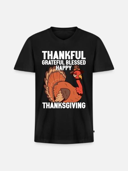Trruthahn Thanksgiving Funny Design - Men's Premium Organic T-shirt with V-neck - black